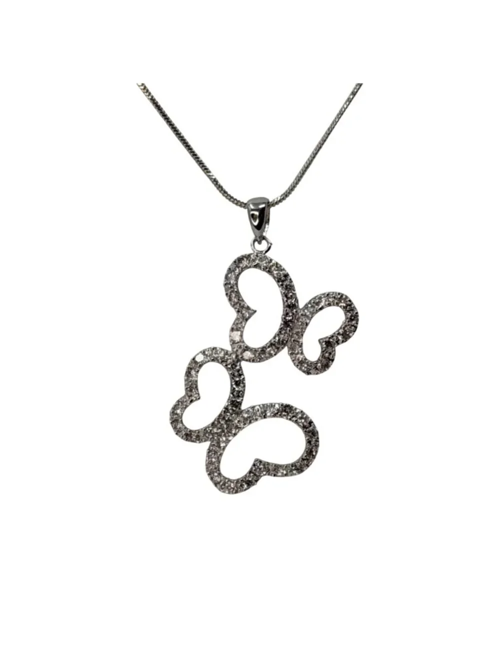 Vintage Butterfly Pendant Necklace Sterling Overlay‎ Made with Swarovski Crystal